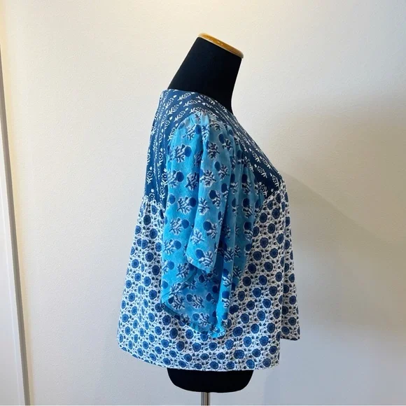 Emerson Fry Patchwork Blues Organic Basalie Top - Picture 4 of 11